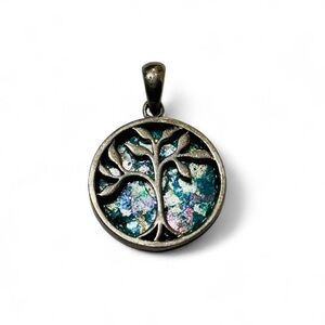 Tree of Life Pendant set in Ancient Roman Glass